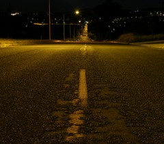 brightly lit street