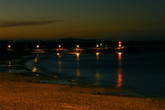 breakwater at night